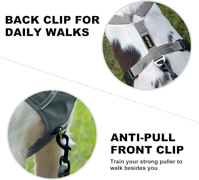 Plutus Pet No Pull Dog Harness, Reflective Adjustable Dog Vest Harness with Handle, Escape Proof, Soft Padded for Small Medium Large Dogs (Gray, XS)