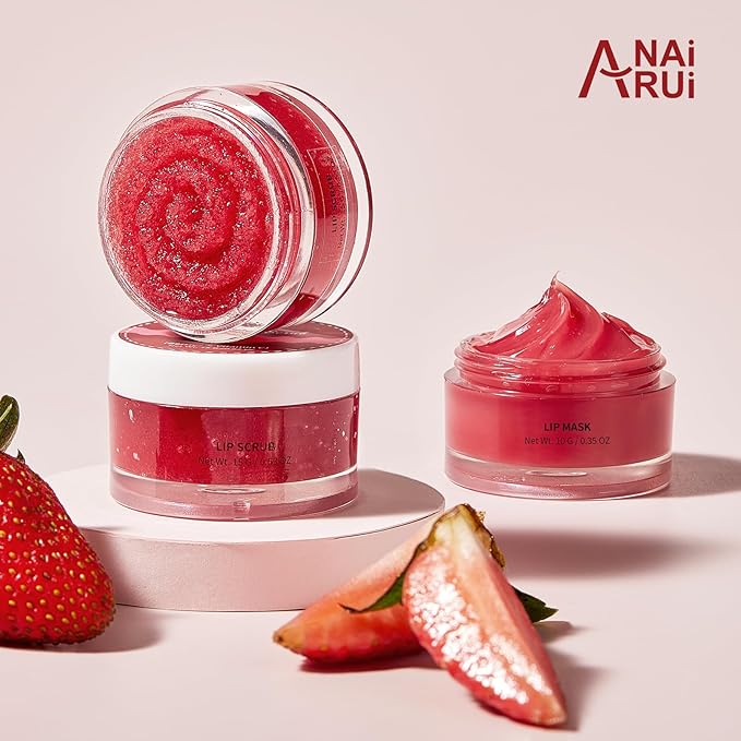 Lip Scrub & Lip Mask Set, Overnight Treatment Lip Care Products, Daily Lip Gift Set for Girls, Moisturize & Nourish, Dry Cracked Lips, Intense Hydration with Vitamin C, Overnight Lip Mask