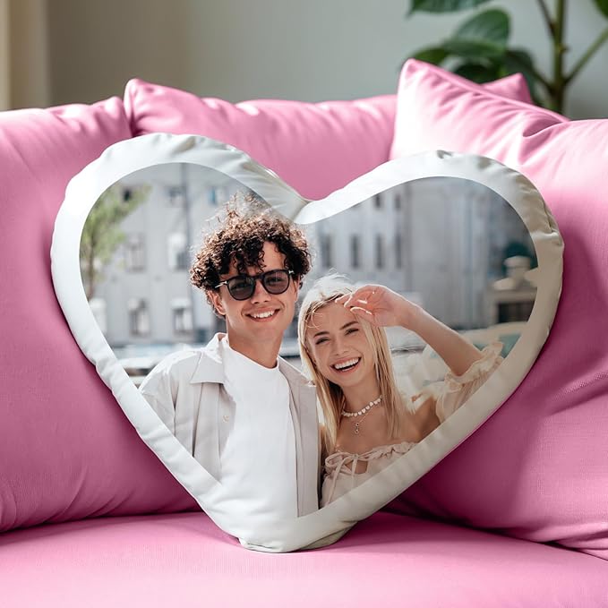 Custom Pillow with Picture & Text - Include Insert, Personalized Photo Pillow Double-Sided Printing, Custom Heart Pillow for Loved One | Personalized Couple Gifts for Birthday Anniversary