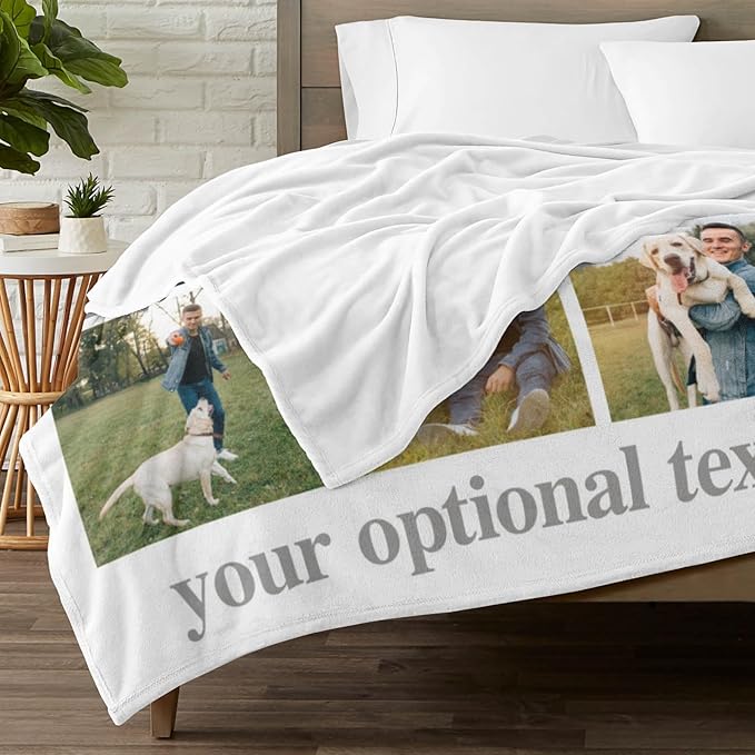 Artsadd Blankets with Pictures Customized, Dog Photos Personalized Blanket Custom Pet Loss Blanket for Mom Dad Friends