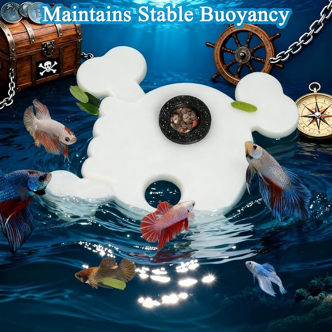 Abizoo Floating Fish Tank Decoration, Pirate Ship Aquarium Decor and Sunken Shipwreck Fish Tank Accessories & Floating Feeding Ring for Betta Goldfish Shrimp Neon Tetra Small Dwarf Frog