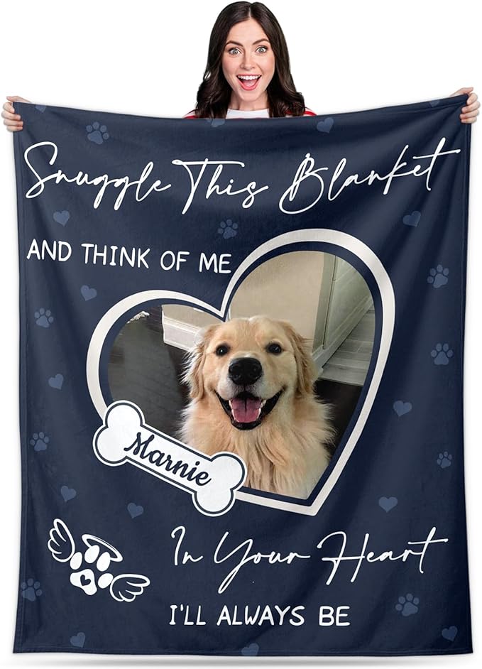 Pet Memorial Blanket Gift - Personalized Dog Memorial Blankets, Pet Sympathy Gifts for Loss of Dogs for Pets Lovers, Dog Bereavement Passing Away Gift, Custom Dogs Blanket (F)