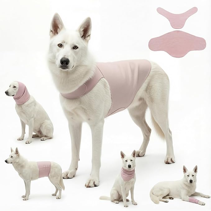 DAJIDALI® Modular Dog & Cat Anxiety Jacket, 2-Piece Calming Vest with Detachable Ear Hood, Silent Self-Adhesive Fabric, Thunder Relief & Post-Surgery Recovery Wrap