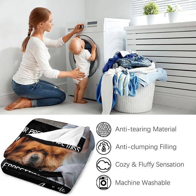 D-Story Personalized Pet Memorial Gifts Customized, Dog Memorial Blanket, Personalized Blanket with Dogs Cat Pictures for Pet Lover, Loss of a Dog Gift