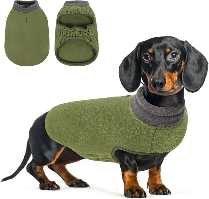 Queenmore Dog Sweater,Soft Fleece Vest Pullover Dogs Jacket with Elastic Stretchable,Warm Winter Dog Coats Cold Weather Doggy Dachshund Sweaters for Small Dogs Cats Boy or Girl (Green, XS)