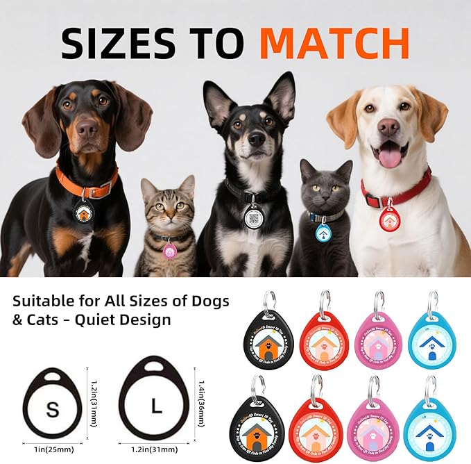 2 Pack Personalized Cat Tags,QR Code Pet ID Tags with Online Profile systerm,Editable Any Names and Phone numbles,Black&Red,S