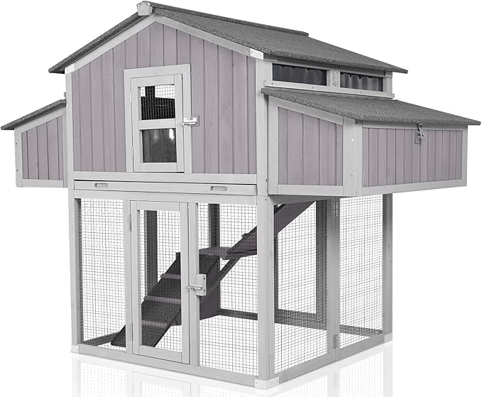 Large Chicken Coop - Unique Folding Design for Easy to Set Up - Chicken House for Outdoor with Two Nesting Box, Leakproof Pull-on Tray, and UV-Resistant Roof Panel