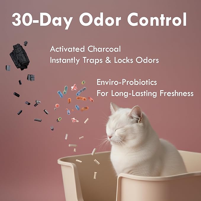 Lady N Granular Tofu Cat Litter Mini-Pellet Compatible with Automatic Self Cleaning Cat Litter Box, Strong Clumping, Low Dust, Odor Control Activated Charcoal 9lb