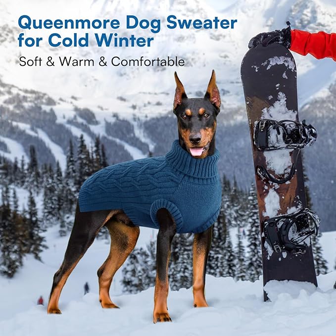 Queenmore XL Dog Sweater,Dog Sweaters for Extra Large Dogs Girls Boys,Warm Pullover Sleeveless Winter Dogs Sweaters,Pet Christmas Coat for Extra Large Breeds,Pitbull, Boxer(Blue,XL)