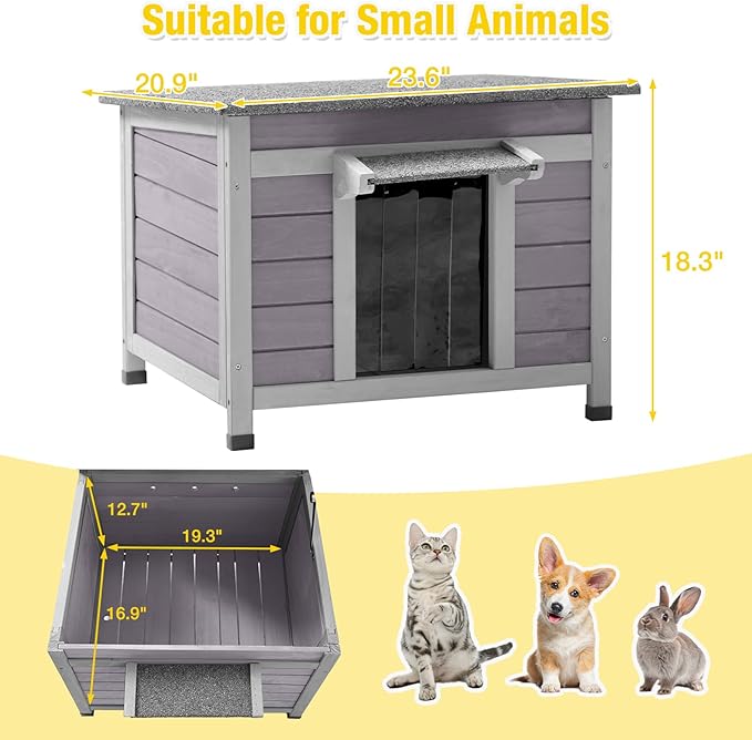 Aivituvin Outdoor Cat House Weatherproof Feral Cat Shelter for Winter Outside Kitty Condo Small Animal Bed