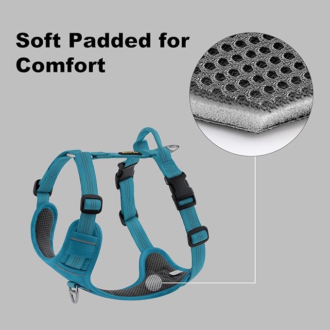 Plutus Pet No Pull Dog Harness, Reflective Adjustable Dog Vest Harness with Handle, Escape Proof, Soft Padded for Small Medium Large Dogs (Light Blue, XS)