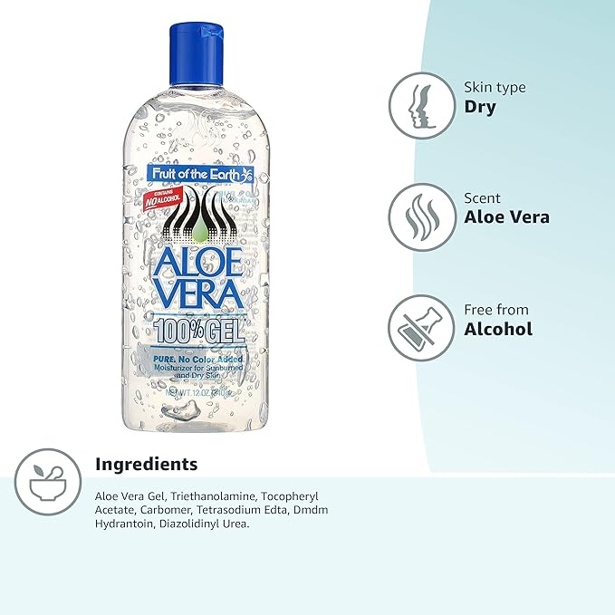 Fruit of the Earth Moisturer Gel, Aloe Vera, 12 Ounce (Pack of 2)