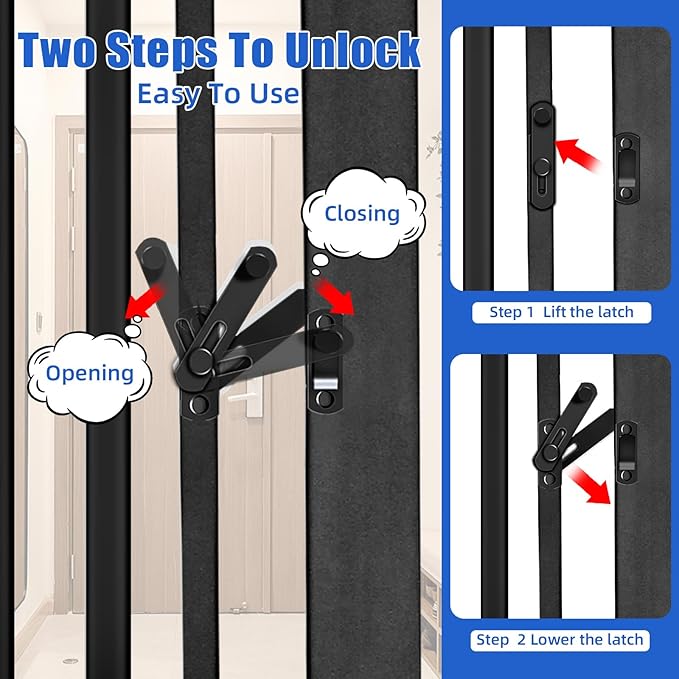 55 Inch Extra Tall Pet Gate for Cats,29.92"-48" Adjustable Wide Dog Gates,Pressure Mounted Walk Through Tall Pets Gate for Doorways,Hallway,Stairs(Black)