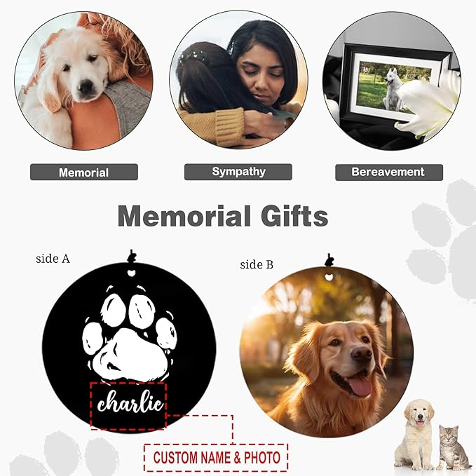 Personalized Memorial Wind Chimes for Outside, Memorial Gifts for Loss of Pet Dog, Sympathy Gifts for Remenberance, 30 inch Deep Tone Wind Chimes