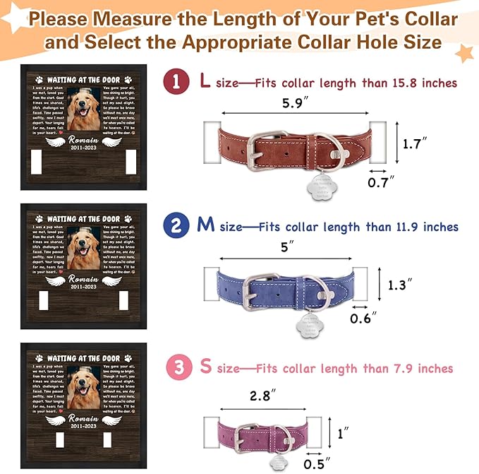 Personalized Dog Memorial Picture Frame Gifts for Loss of Pet- Fits 3 Collar Lengths, in Memory of Dog Passing Away Sympathy Gifts
