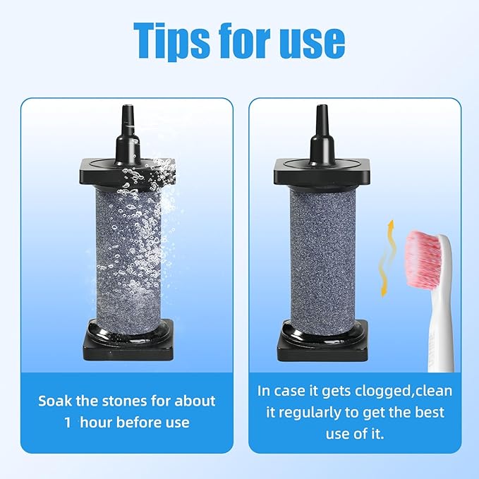 AQUANEAT Aquarium 3 inch Air Stone Cylindrical 2 Pack, Large Airstone, Aerator Bubble Diffuser, Air Pump Accessories for Aquariums, Hydroponic, Ponds and Fish Tanks