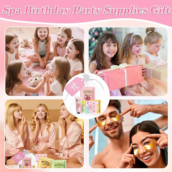 90PCS Spa Party Supplies for Girls,Spa Skincare Sets Favors Include Face Masks,Lip Mask,Skin Care For Teens 10-12,Bulk Birthday Galentines & Valentines Day Gifts,Sleepover Party Supplies for Girls