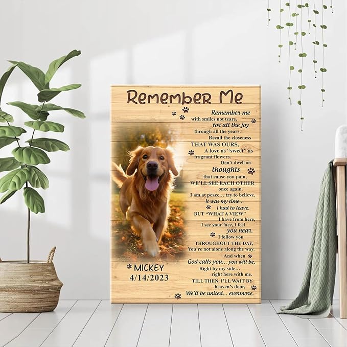 S101616 Dog Memorial Portrait Canvas Gifts - Remember Me Memorial Personalized With Picture Date