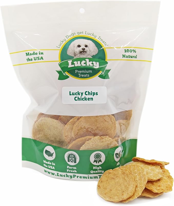 Chicken Chips Dog Treats – Made in USA, All Natural Chicken Jerky Treats, Grain-Free, High Protein, Single Ingredient, Crispy & Healthy Training Snacks for Dogs – 12 oz Bag