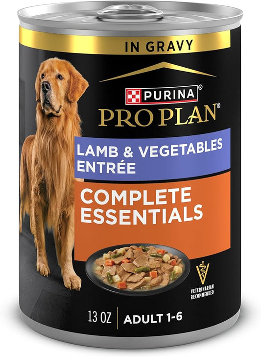 Purina Pro Plan Complete Essentials Lamb and Vegetables Entree in Wet Dog Food Gravy - (Pack of 12) 13 oz. Cans