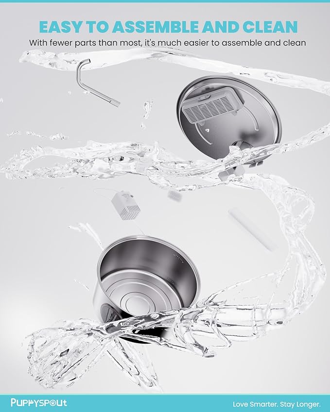 Cat Water Fountain Stainless Steel - 108oz/3.2L Automatic Cat Water Fountain for Drinking with 3 Pcs Filters, Metal Pet Water Fountain Water Dispenser for Cats, Puppy Dogs, Multiple Pets