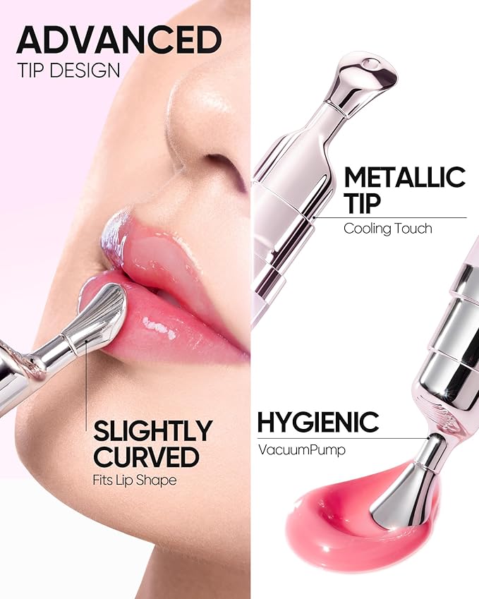 Peptide Brightening Lip Serum, Hydrating & Plumping Tinted Lip Gloss, Moisturizing Lip Balm with Polypeptides & Squalane for Glossy Sheer, Smooth Lips(01 Baby Pink)