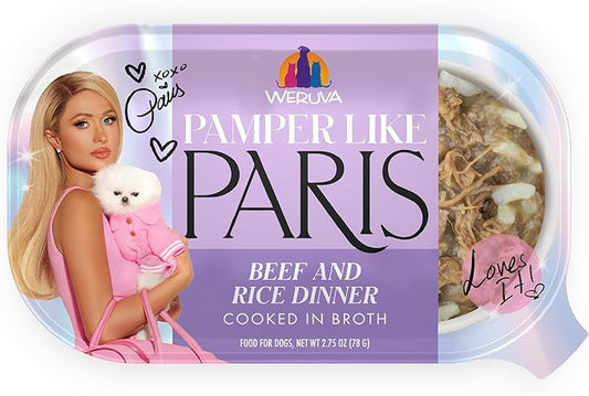 Weruva Paris Hilton Pamper Like Paris Natural Wet Dog Food, Beef and Rice, 2.75oz Cup (Pack of 10)