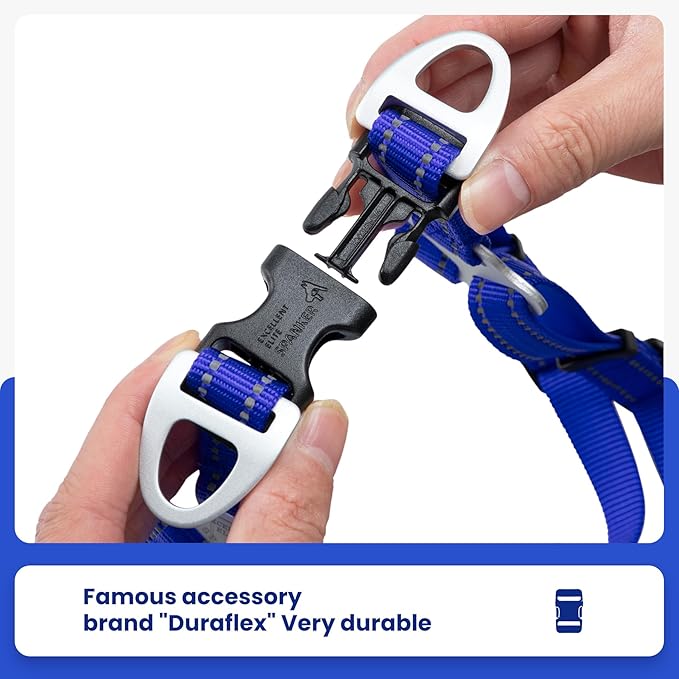 EXCELLENT ELITE SPANKER No Pull Dog Harness Adjustable Nylon Step-in Easy Pet Vest Chest Strap with Reflective and Leash Ring for Small Medium Large Breed Dogs Training Walking(Blue-L)