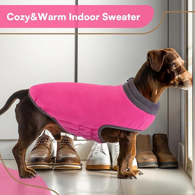 Queenmore Dog Sweater,Soft Fleece Vest Pullover Dogs Jacket with Elastic Stretchable,Warm Winter Dog Coats Cold Weather Doggy Dachshund Sweaters for Small Dogs Cats Boy or Girl (Pink, XL)