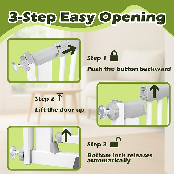 52" Extra Tall Cat Gate for Doorway,30"-41" Adjustable Width Pet Gate, Auto Close Pet Gate Include 2.75" and 5.5" Extension Kits,Pet Gate Indoor No Drilling for Doorways and Kitchen