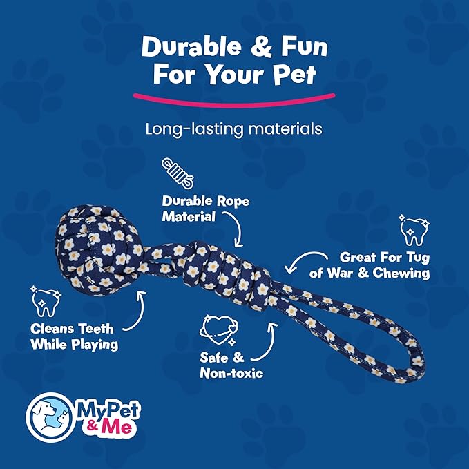 My Pet & Me - Durable Knotted Rope Dog Toy (13 Inch) - Playful Chew Toy for Puppies & Active Dogs - Great for Tug of War, Teething, and Interactive Play - Ideal for Indoor & Outdoor Fun