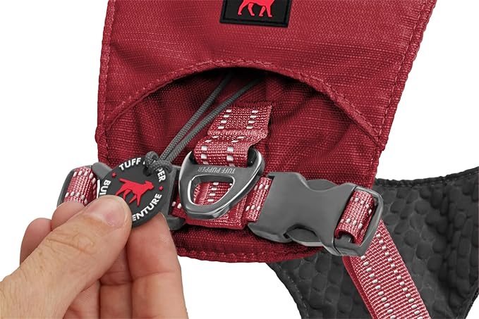 Tuff Pupper All-Day Wear Dog Harness | for Walking, Trail Running, Hiking | Front & Back Leash Clips | Reflective Trim | Easy On/Off Buckles | Lightweight Breathable | No Pull Design (Small, Red)