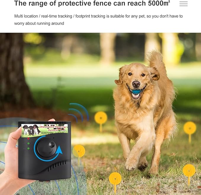 Electric Dog Fence, Waterproof Receiver with 300m Wire, Covers up to 1/2 Acre, Safe Effective Shock Dog Fence, No Randomly Over Correction,Electric Pet Fence for Stubborn Dogs,for1dog