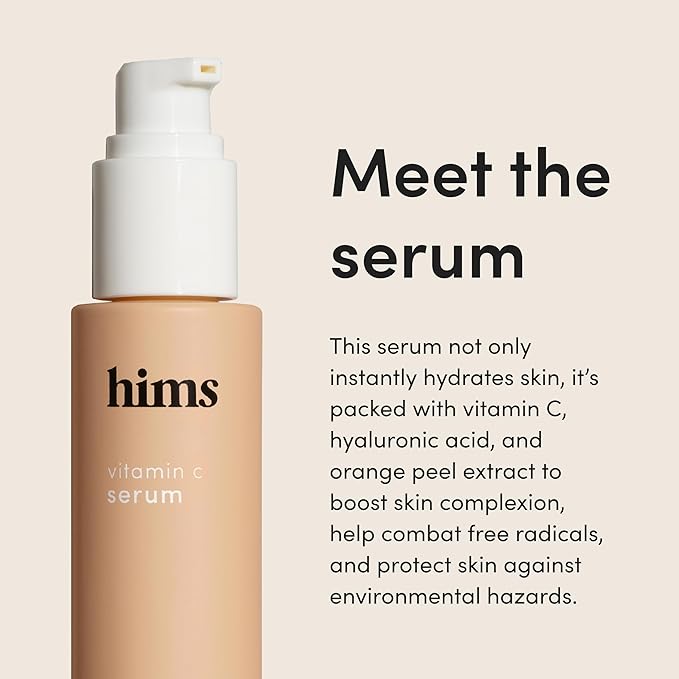 hims Vitamin C Serum for Men - Brighten Skin Tone, Balance Complexion - Highly Concentrated, Lightweight Vitamin C Facial Serum - Vegan, Cruelty-Free, No Parabens - Citrus Scent, (1oz)