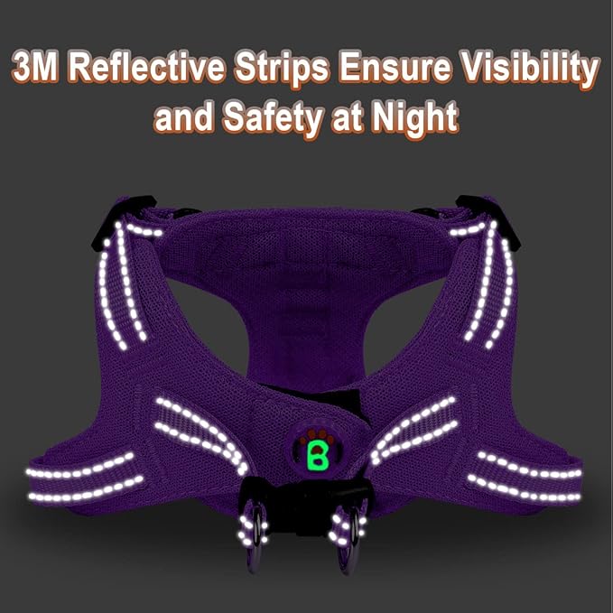 Dog Harness Step in Dog Vest Harness, Reflective Adjustable Puppy No Pull Harness Breathable Soft for Small and Medium Dogs Cats, Purple, XS