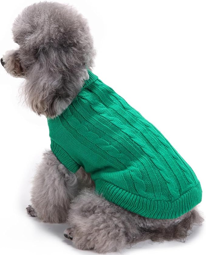 CHBORCHICEN Small Dog Sweaters Knitted Pet Cat Warm Dog Sweatshirt Winter Clothes Kitten Puppy Sweater (X-Small,Green)