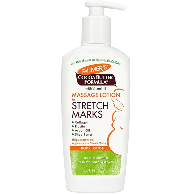 Palmer's Cocoa Butter Formula Massage Lotion For Stretch Marks, Pregnancy Skin Care, Belly Cream with Collagen, Elastin, Argan OIl and Shea Butter, 8.5 Ounces