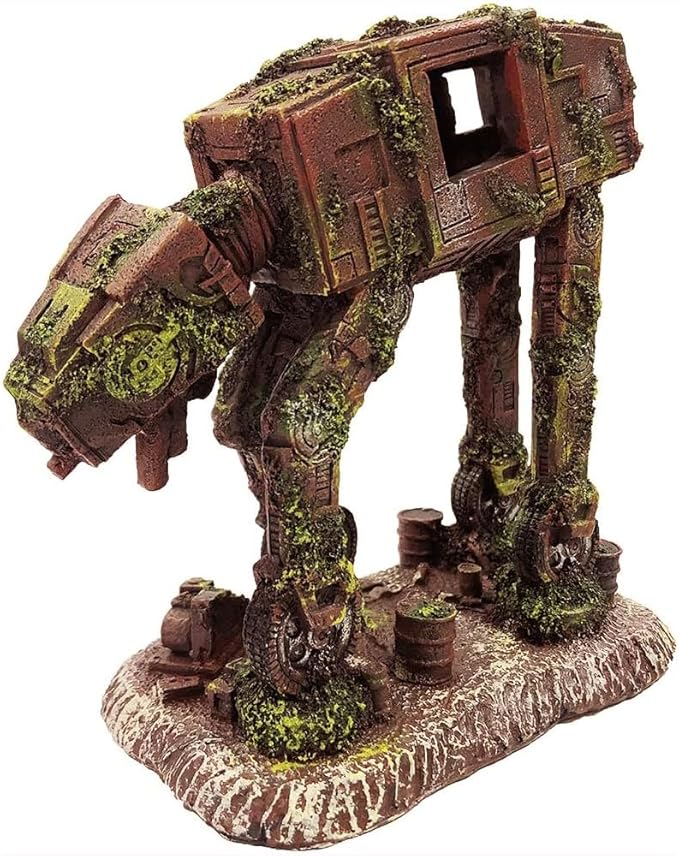 SLOCME Aquarium at-at Imperial Walker Decorations - Fish Tank Resin Robot Tropical Betta Fish Hide Cave Ornament