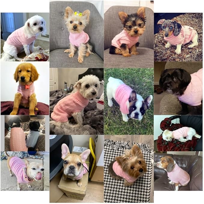 CHBORCHICEN Small Dog Sweaters Knitted Pet Cat Warm Dog Sweatshirt Winter Clothes Kitten Puppy Sweater (Medium,Pink)