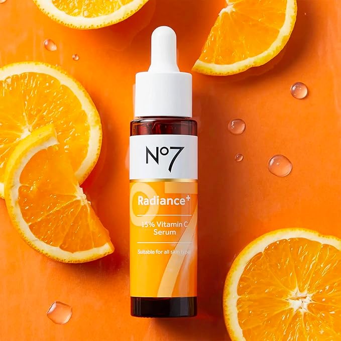 No7 Radiance+ 15% Vitamin C Serum - Radiance-Boosting Face Serum for Glowing Skin - Re-Energizing Vitamin C Skin Care for Daily Use (0.84 oz)