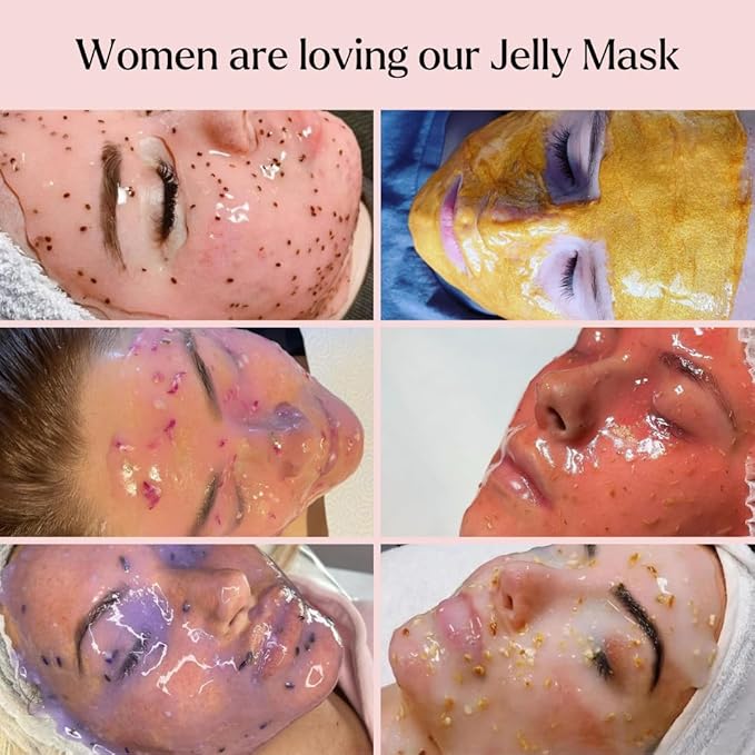 VogueNow Jelly Mask for Facials - 5 Flavors Hydrating & Brightening Jelly Face Masks | Bulgarian Rose, Lavender, Hyaluronic Acid, 24K Gold face mask skin care |Vajacial Jelly Mask