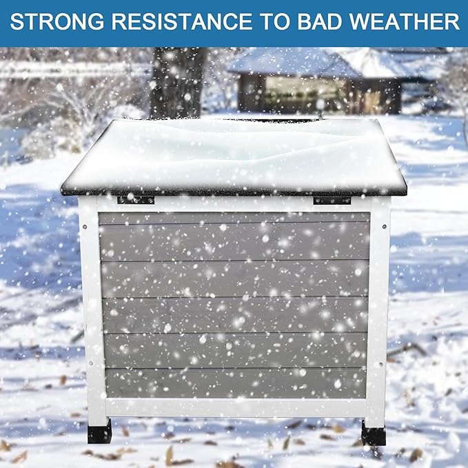 Outdoor Cat House Insulated Outside Cat House Weatherproof Feral Cat Shelter for Winter Stray with All-Round Foam 2 Escape Doors Openable Waterproof Roof & Elevated Floor for Indoor Outdoor Cats