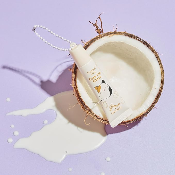 TONYMOLY x Squishmallows Cam the Cat 2-Piece Set – Coconut Milk Hand Cream & Frosted Milk Lip Gloss – Cute Korean Skincare & Beauty Gift for Women & Teens