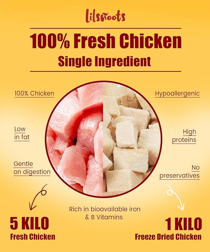 Freeze Dried Chicken Treats for Dogs Cats Single Ingredient Raw Chicken Breast Cube Pet Food Training Treats High Protein Low Fat Weight Control Grain&Gluten&Rawhide Free No Additives 5.6oz