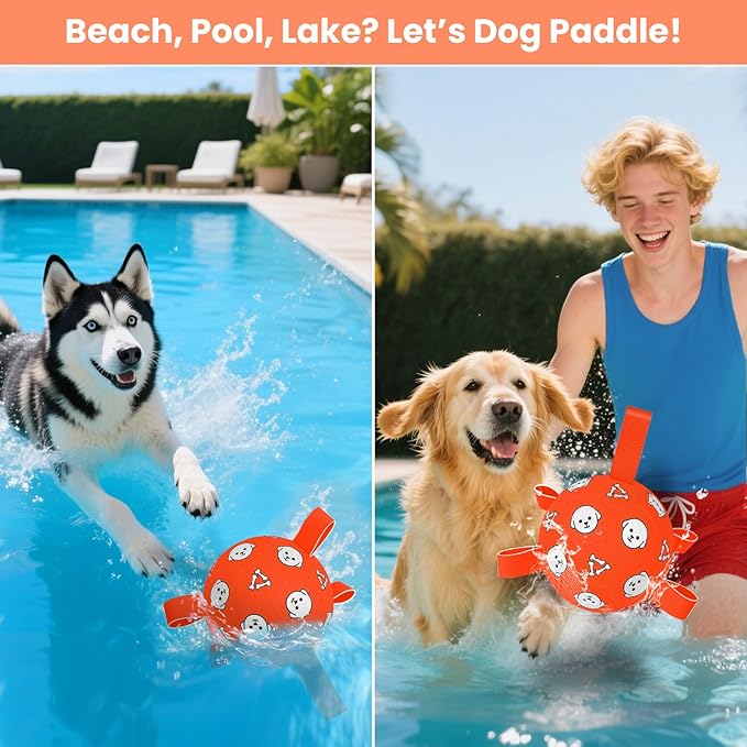 Dog Soccer Ball with Straps, Soccer Ball for Dogs, Outdoor Dog Toys, Dog Birthday Gift for Medium Large Dogs, 8 Inch