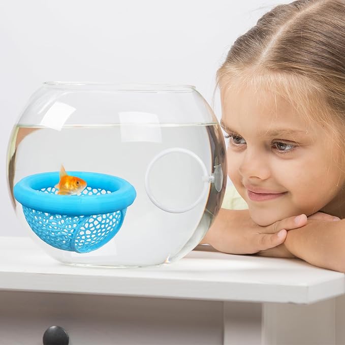 CAIJ Betta Exercise Ring & Floating Hammock Set, Aquarium Betta Fish Training and Feeding Rings, Multi-Functional Floating Resting Bed, Decorative Accessories for Small Fish Tanks Blue