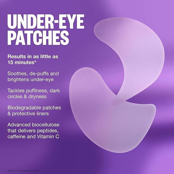 PEACE OUT Skincare Puffy Eyes Under Eye Patches, Biocellulose Eye Masks with Caffeine and Niacinamide for Under Eye Puffiness and Tired Eyes, 6 Pairs