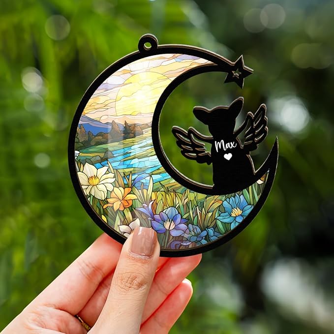 Chillever Chihuahua Memorial Suncatcher – Custom Pet Remembrance Gift, Dog Loss Sympathy Ornament