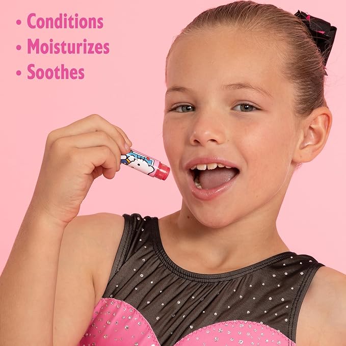 Lip Smacker Hello Kitty Lip Balm, Peach Gummy Flavored Moisturizing, Smoothing Soft Shine, Hydrating & Protecting Fun Tasty Flavors, Cruelty-Free - Positively Peach