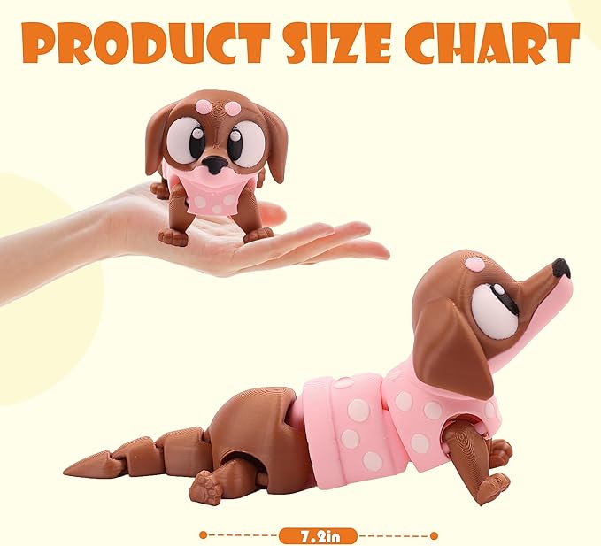 5.5IN 3D Printed Animals for Kids' Room Decor, Adorable 3D Printed Toys for Birthday Gifts and Party Favors, Unique 3D Printed Stuff for Desk Organizers and Creative Collections (Dachshund)